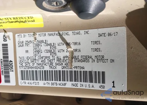 2017 Toyota Tacoma Trd Off Road z USA, uszkodzony, nr VIN 5TFDZ5BN8HX024238